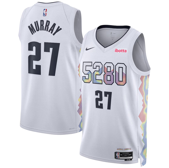 Men's White Denver Nuggets #27 Jamal Murray 2024/25 City Edition Stitched Basketball Jersey